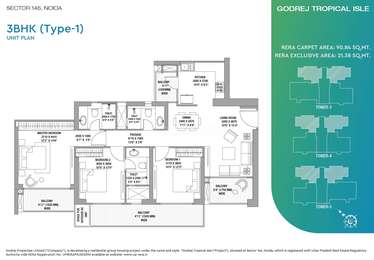 Godrej Royal Chateau Phase 2-Floor-plan-3bhk-Type1